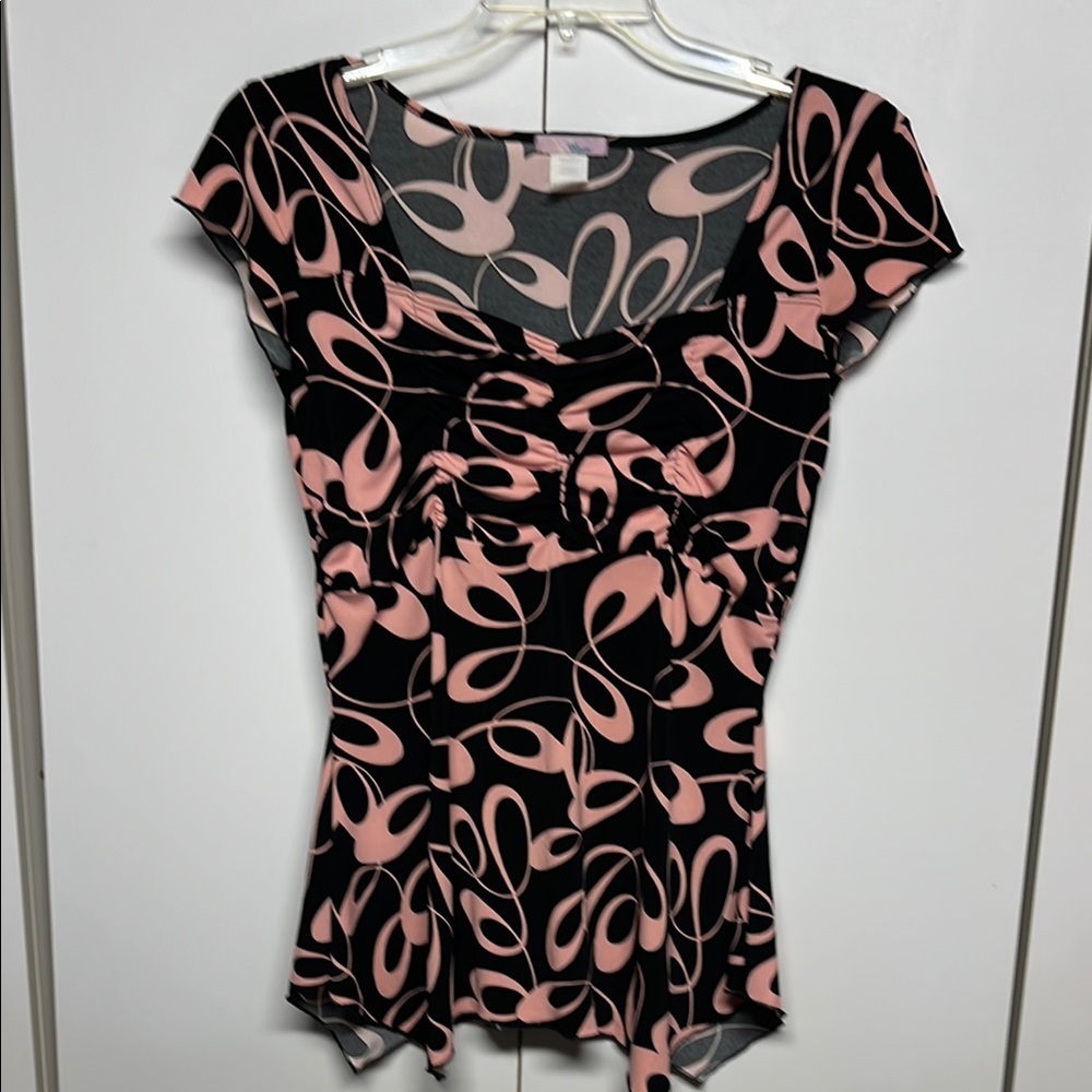 Vintage Elegant Pink and Black Women's Top